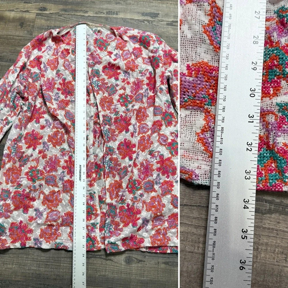 Soft Surroundings Pink Floral Open Knit Cardigan - Picture 5 of 6